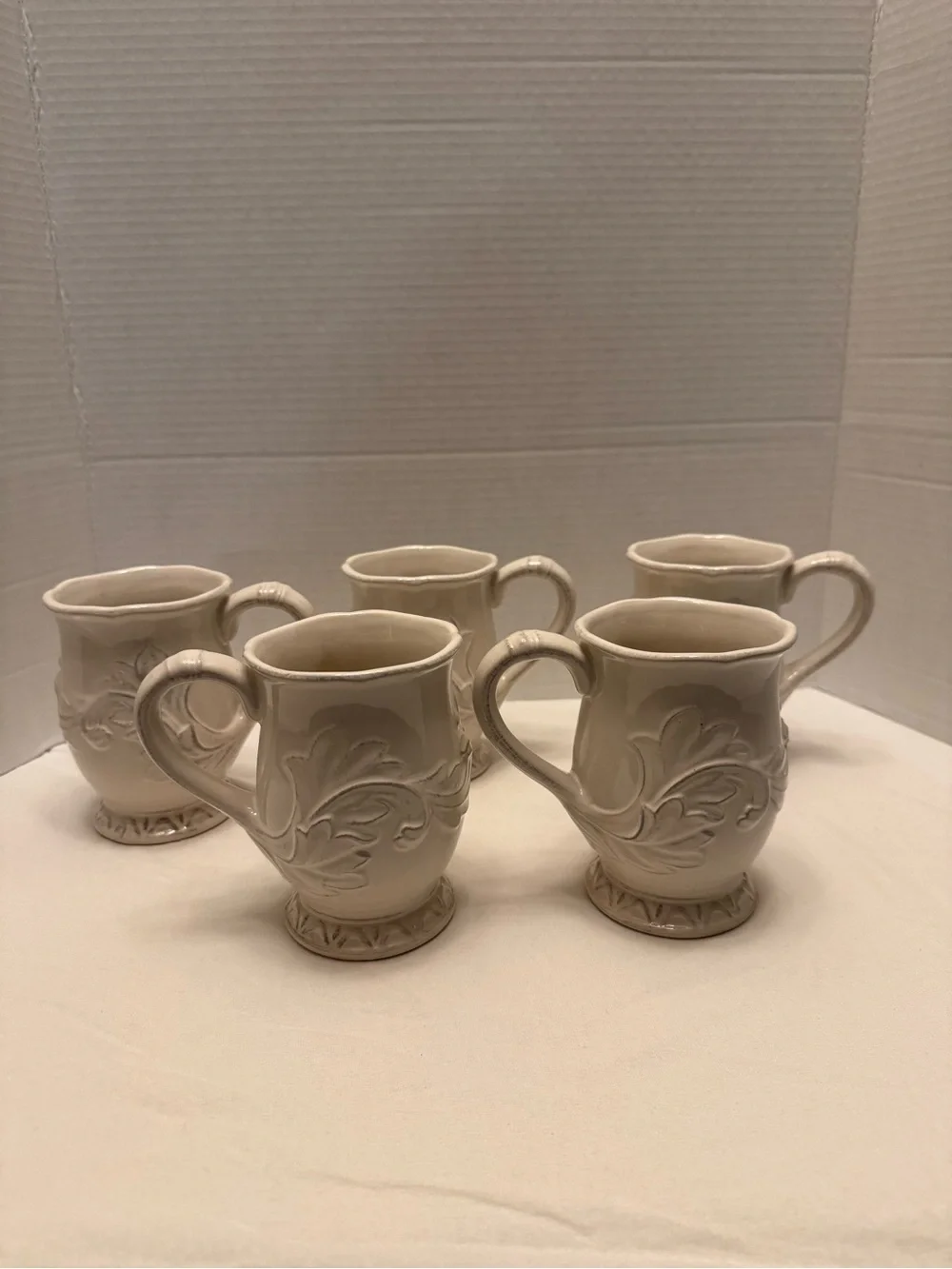 Certified International Pamela Gladding Ivory Ceramic Coffee Mugs - Set of 5